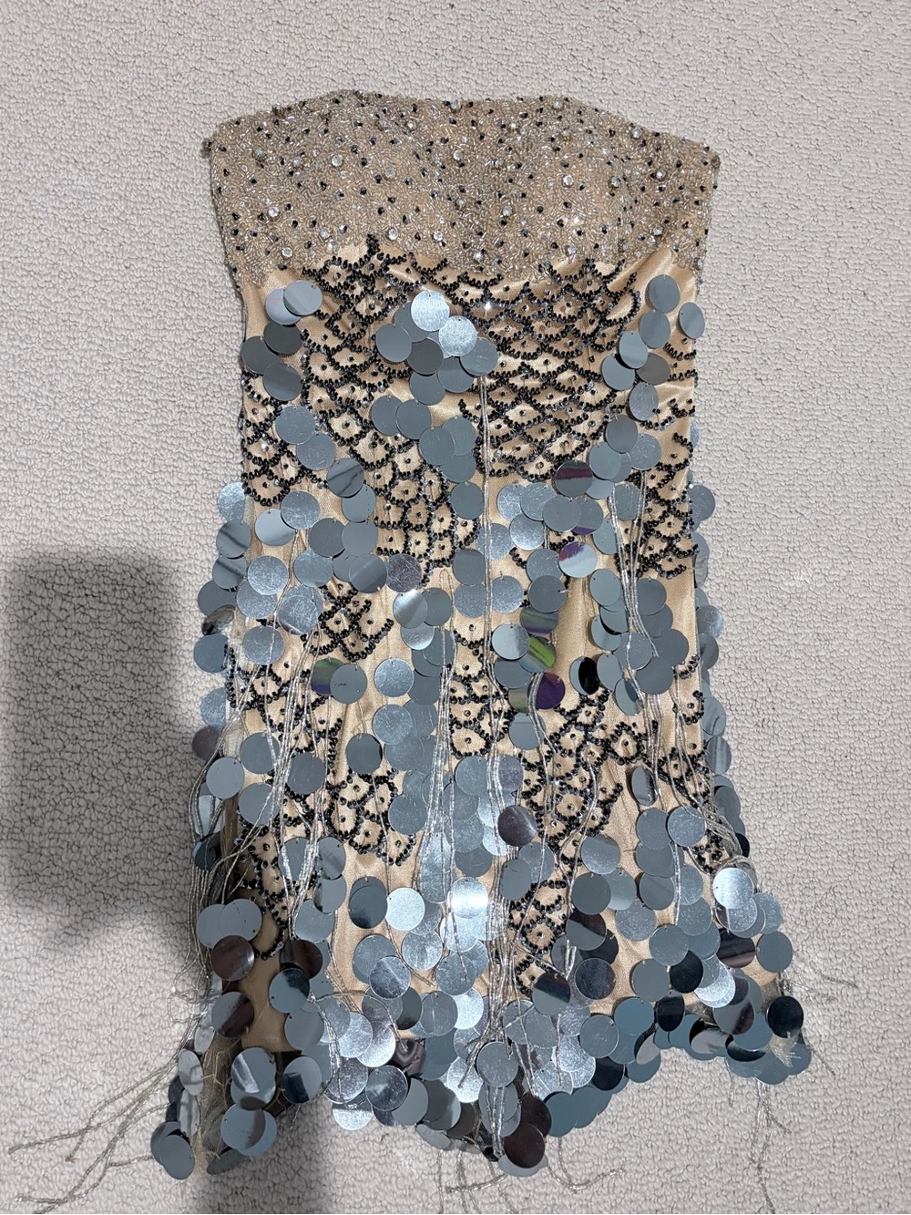 Rare Vintage Faust Couture Mirror Paillette Cocktail Dress FR 38